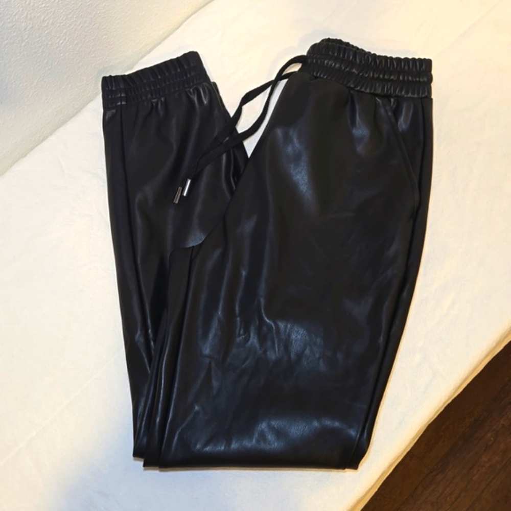 Badgley Mischka Faux Leather Joggers Black Size XS